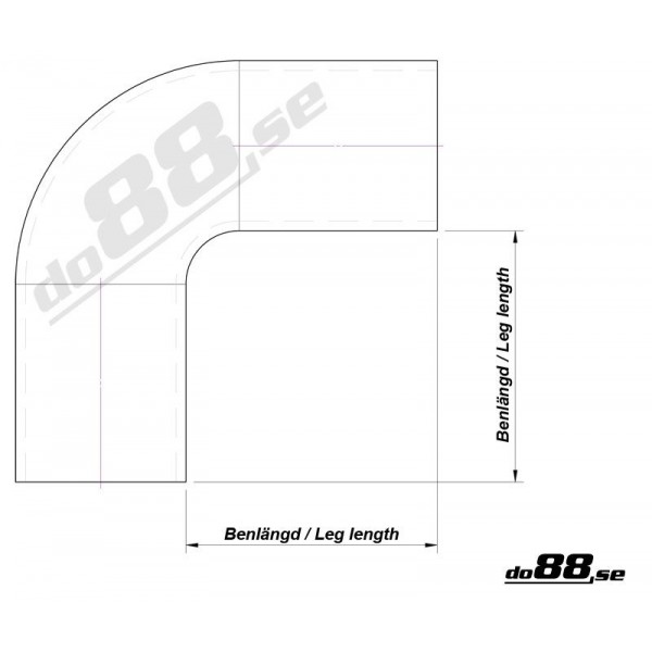Silikonslang blå 90 grader 3 - 3,25'' (76 - 83mm) 