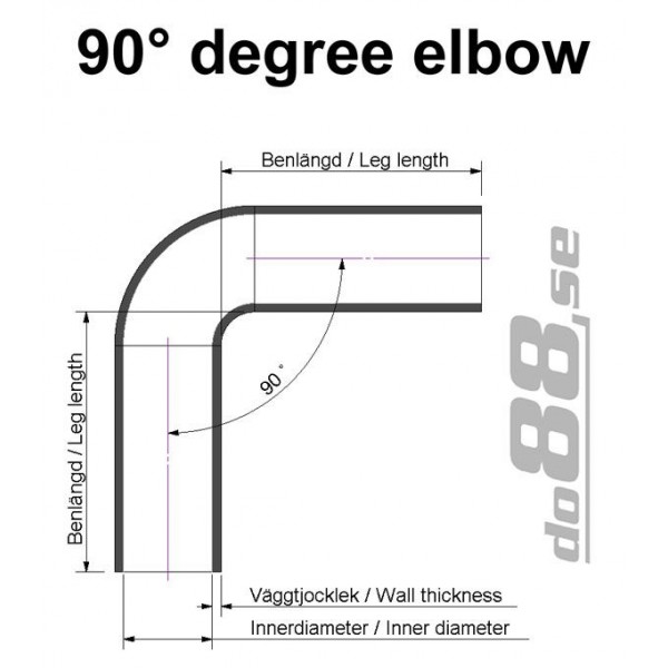 Silikonslang svart 90 grader 1,75'' (45mm) 