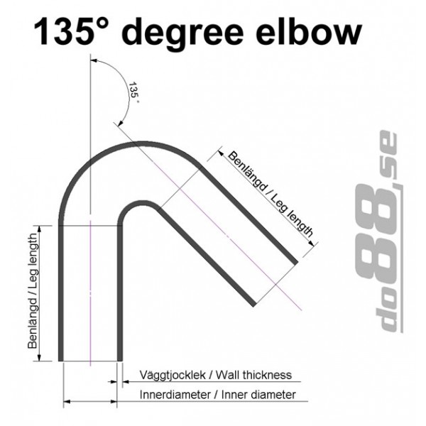 Silikonslang svart 135 grader 0,625'' (16mm) 