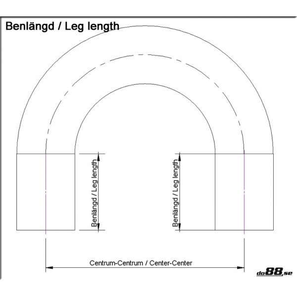 Silikonslang svart 180 grader 1,125'' (28mm) 